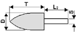 Brousící tělísko ogivální se stopkou bílé - T52 16x32-6x40