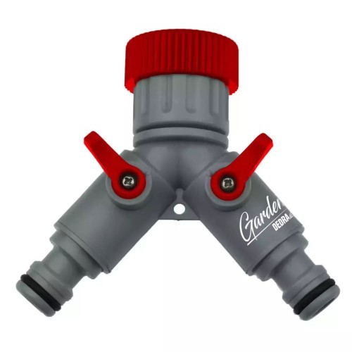 Dvojitá přípojka na vodovodní kohoutek 1/2”–3/4”, bez obalu