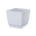 květináč 25x25x22 bílá s miskou RATOLLA SQUARE
