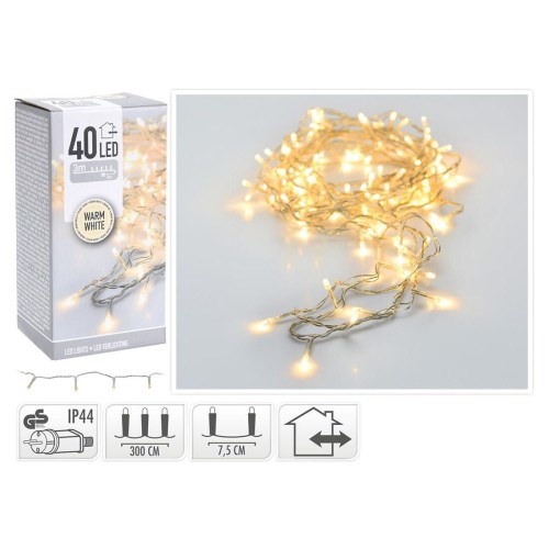 osvětlení vánoční 3m 40LED teplá bílá TRA drát
