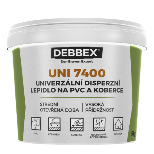 Univerzální disperzní lepidlo na PVC a koberce UNI 7400 5 kg kbelík světle béžová