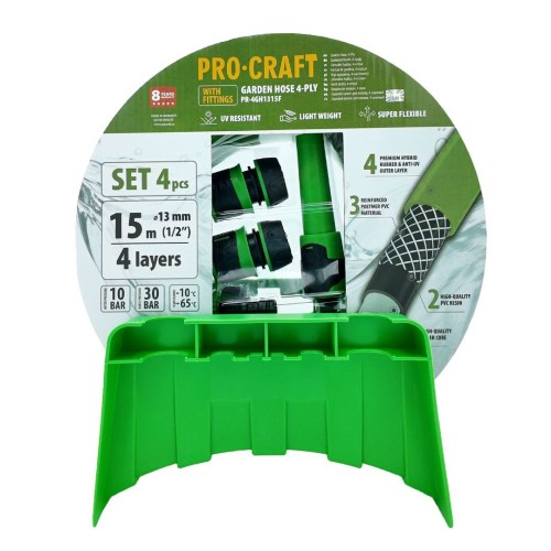 zahradní hadice 1/2” 15m 4 vrstvy zelená s příslušenstvím PR-4GH1315F Procraft