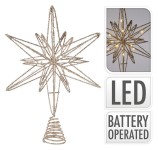 špička na stromek 20LED HVĚZDA 33cm CHAMPAGNE/ZLA