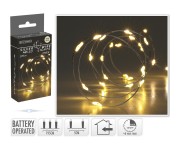 osvětlení vánoční  1,95m 40LED teplá BÍ, drát, s časovačem, IP44