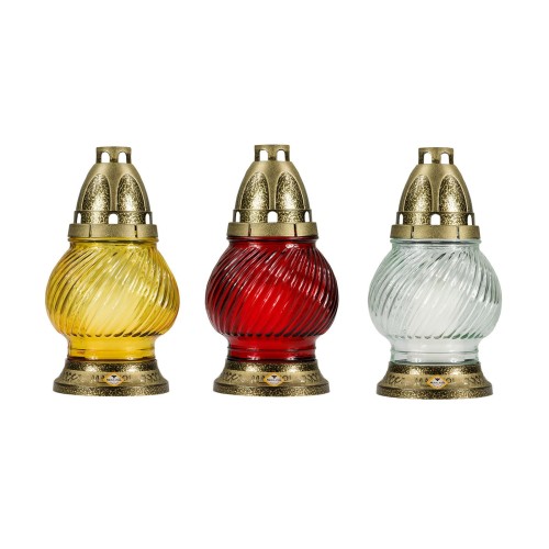 lampa hřbitovní sklo 21cm (60g) (hoří ...hod) paraf. mix barev