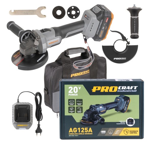 Aku bruska Procraft Industrial AG125A-1B-F (Taška) | AG125A-1B-F