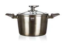 hrnec 20x13,5cm 3,6l nepřiln.povrch METALLIC PLATINUM se skl.poklicí