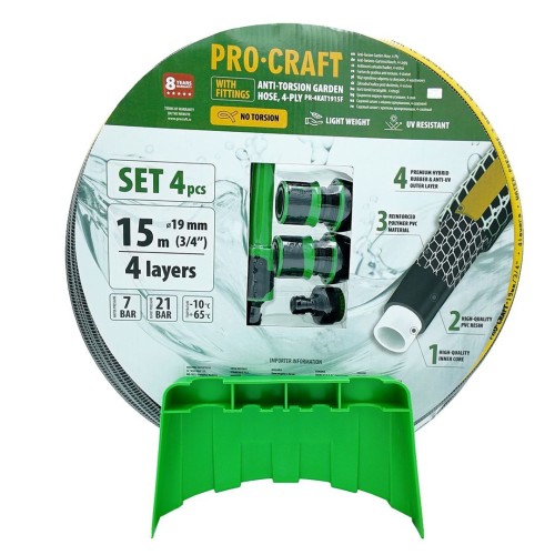 zahradní hadice 3/4” 15m černo-žlutá s příslušenstvím PR-4KAT1310 Procraft