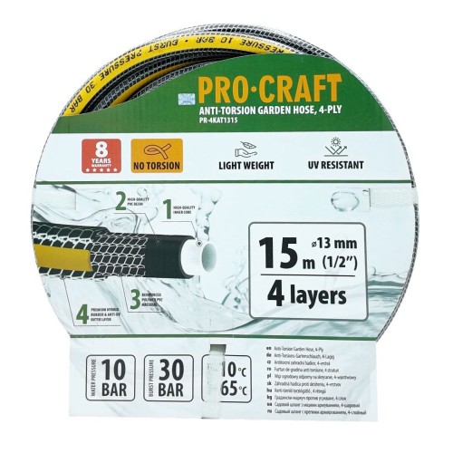 zahradní hadice 1/2” 15m černo-žlutá PR-4KAT1310 Procraft