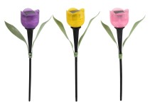 lampa solární pr. 4,8cm, v.30,5cm, 1LED, TULIPÁN, PH mix barev