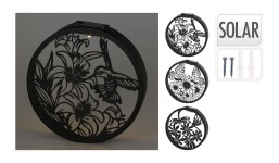 dekorace na zeď kruh.solární LED pr.25x5cm kov.ČER