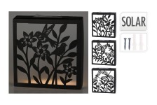 dekorace na zeď čtver.solární LED 26x26x5cm kov.ČER