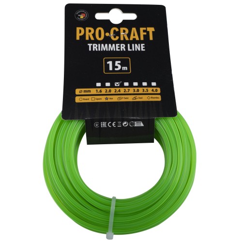 Struna žací (2.4mm) (15м) hvězda PROCRAFT | ZI-2.4/15