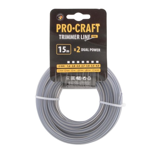 Struna žací (s výstuhou) (3mm) (15м) čtverec PROCRAFT | KV/J-3/15