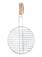 mřížka opékací kulatá pr.30cm BBQ, dřev. rukojeť