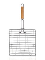 opékač na 3 ryby 58x25x7cm BBQ, dřev. rukojeť