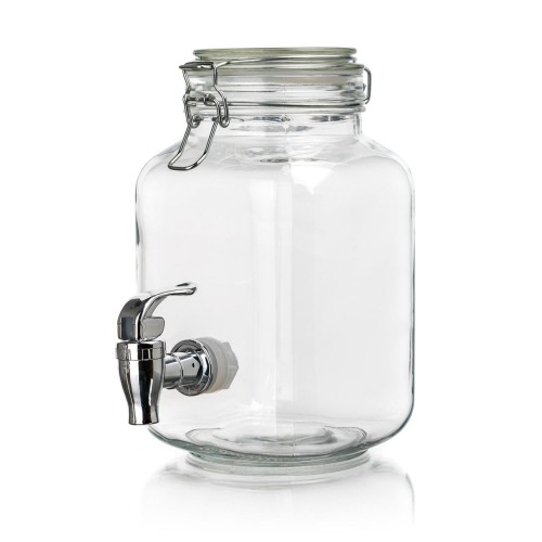 láhev 2200ml skleněná s kohoutkem, kov.víčko
