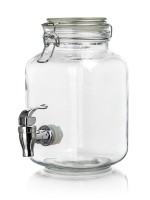 láhev 2200ml skleněná s kohoutkem, kov.víčko