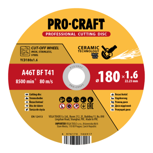Keramický řezný kotouč Procraft YСD180x1.6 | YСD180x1.6
