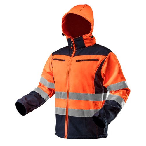 bunda reflexní softshell kapuce vel. XL oranž