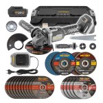 Aku bruska úhlová Procraft AG125B + 10x řezný, 4x lamelový, 5x brusný kotouče, rychloupínací matice | SAG125B-CD