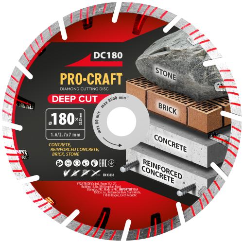 Diamantový řezný kotouč Deep Cut Procraft DC180 | DC180