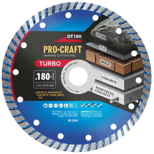 Diamantový řezný kotouč Turbo Procraft DT180 | DT180