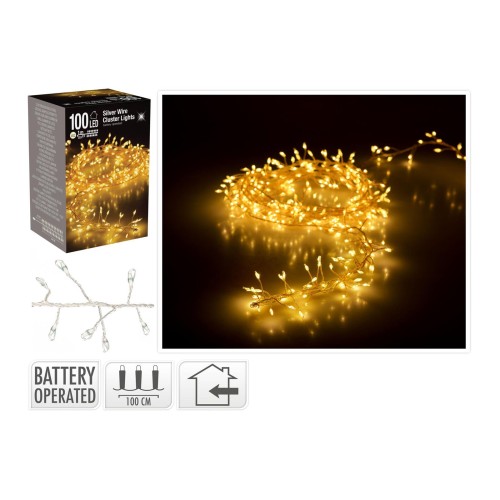 osvětlení vánoční  1,0m 100LED teplá BÍ, STŘ drát