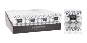 ozdoba vánoční KOULE pr.3cm STŘ mix (24ks)