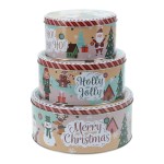 dóza plechová kulatá VÁNOČNÍ sada 3díl.