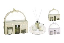 difuzzer,svíčka,svícen,podnos kul. sada 4díl.mix