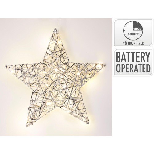 dekorace HVĚZDA 30cm LED STŘ s časovačem