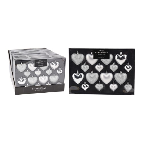 ozdoba vánoční SRDCE 4,5cm/6,5cm STŘ mix (8+8ks)