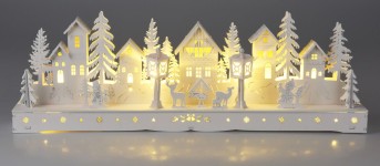 dekorace DOMKY 45cm LED dřev.BÍ