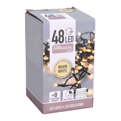 osvětlení vánoční  3,5m 48LED teplá BÍ 8funkcí s časovačem