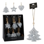 dekorace vánoční závěsná 7/7,5cm kov. mix