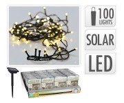 osvětlení vánoční solární  2m 100LED teplá BÍ, drát