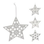 dekorace HVĚZDA 30cm závěsná dřev.BÍ mix