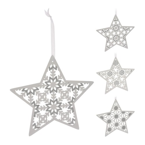 dekorace HVĚZDA 30cm závěsná dřev.BÍ mix