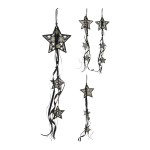 dekorace HVĚZDA 16cm závěsná dřev.ČER se stužkami mix