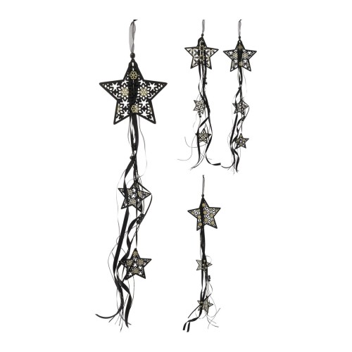 dekorace HVĚZDA 16cm závěsná dřev.ČER se stužkami mix