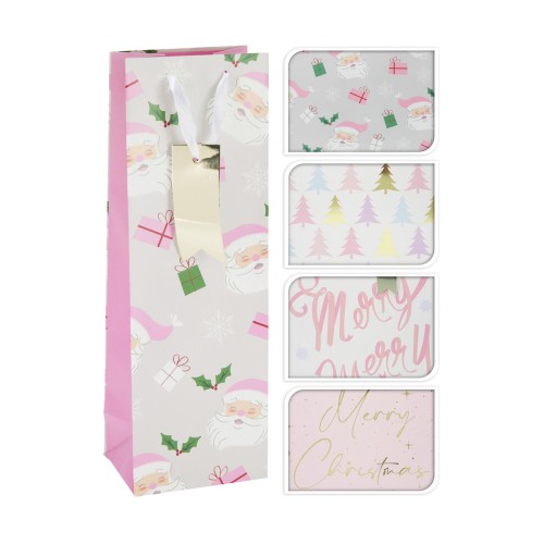 taška dárková na láhev 36x12x9cm VÁNOČNÍ RŮŽ mix dekorů