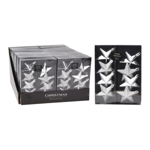 ozdoba vánoční HVĚZDA 6,5cm STŘ mix (8ks)