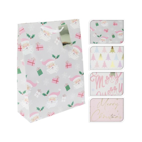 taška dárková 40x30x10cm (XL) VÁNOČNÍ RŮŽ mix dekorů