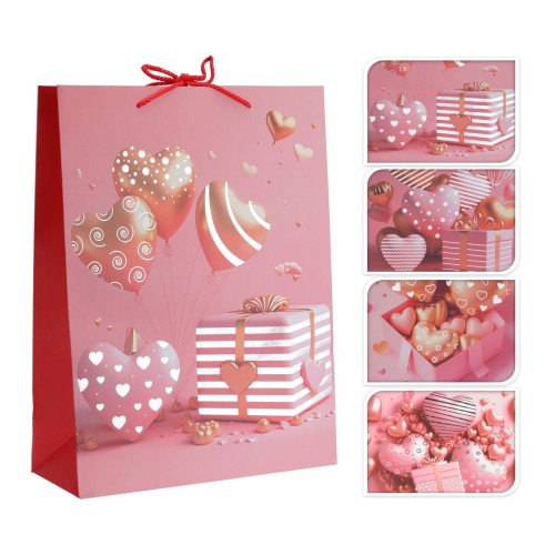 taška dárková 32x26x10cm SRDCE mix dekorů