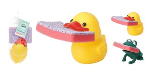 držák s houbičkou KACHNA, ŽÁBA PVC/PU mix