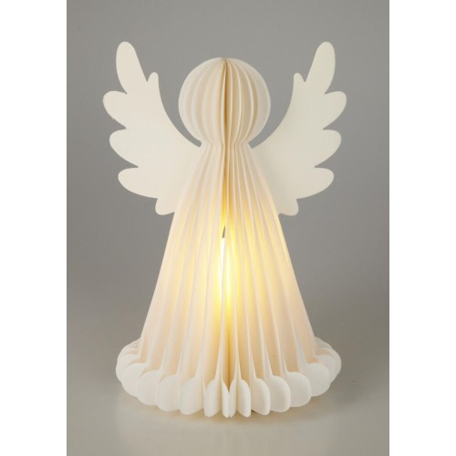 dekorace ANDĚL 28cm 6LED papír BÍ, s časovačem