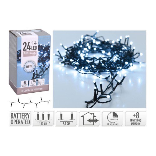 osvětlení vánoční  1,8m 24LED studená BÍ 8funkcí s časovačem