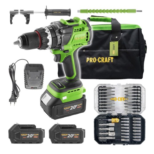 Sada aku šroubovák Procraft PA18ProBL s 2x baterie a nabíječkou 20/1 + sada bitů BS-37 a taškou | SPA18ProBL-BB/2x20-4/20-1/BS-37/BG400