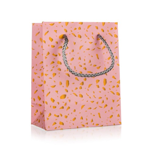 taška dárková 11x14x6cm (S) ZLA/RŮŽ